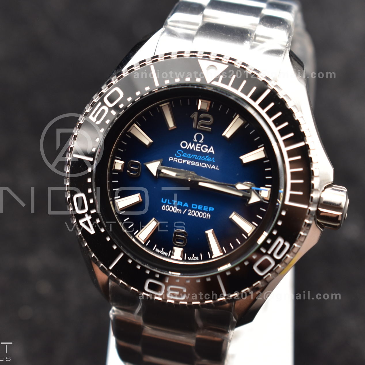 Seamaster 6000M Ultra Deep SS TF 1:1 Best Edition Blue Dial Black Ceramic Bezel on SS Bracelet A2824